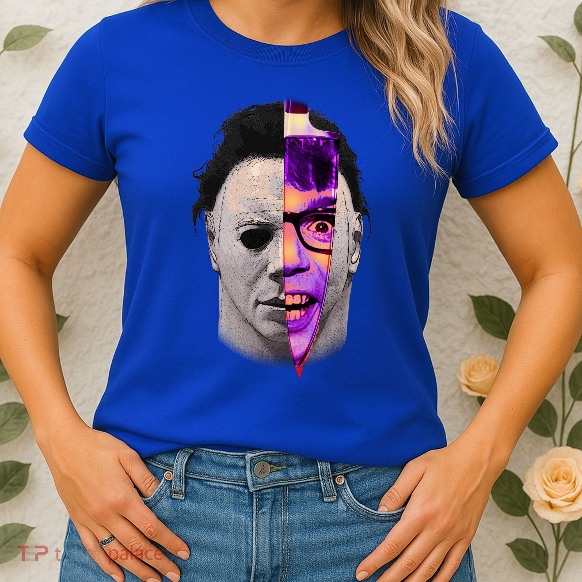 Scary Halloween Mask And Knife Women's T-Shirt