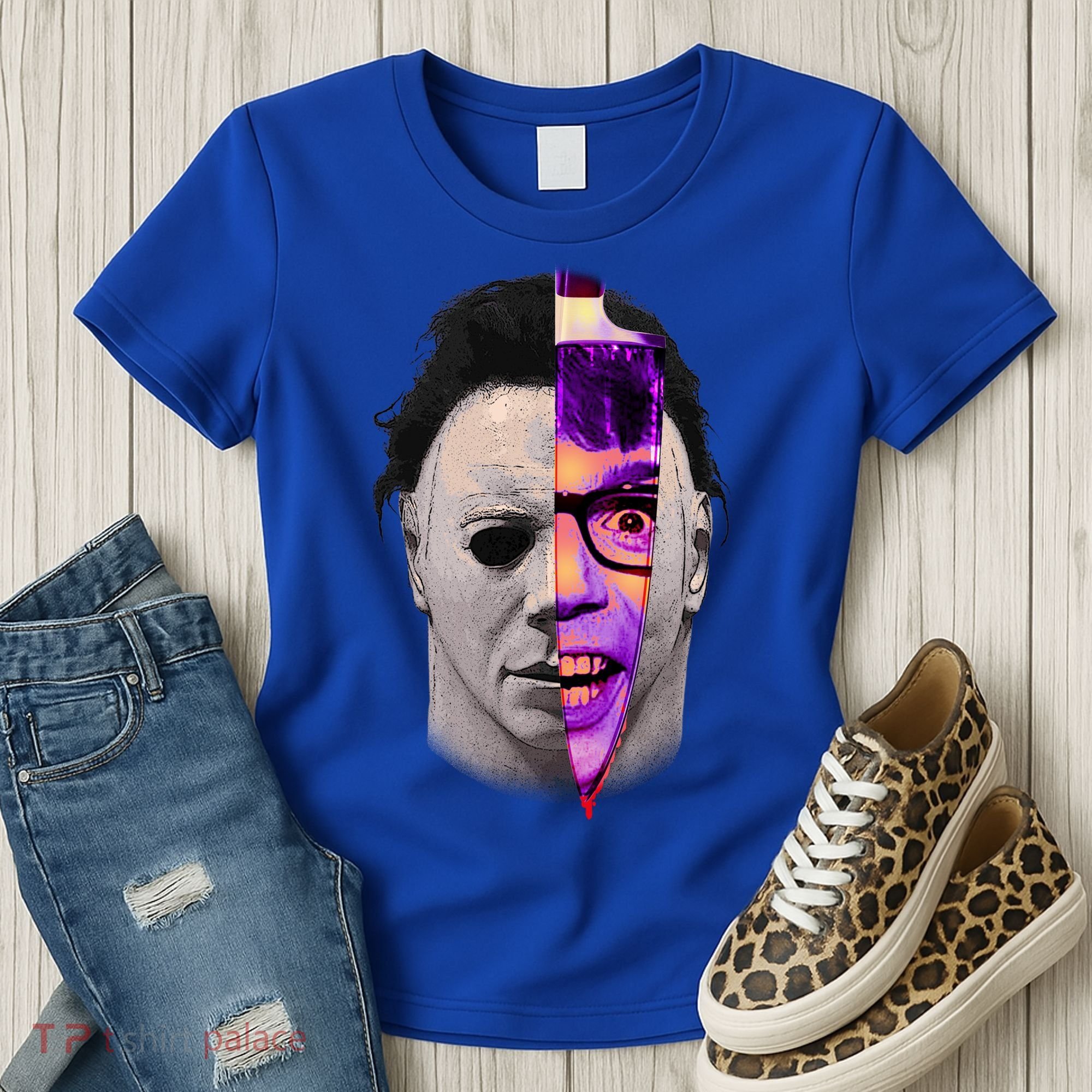 Scary Halloween Mask And Knife Women's T-Shirt