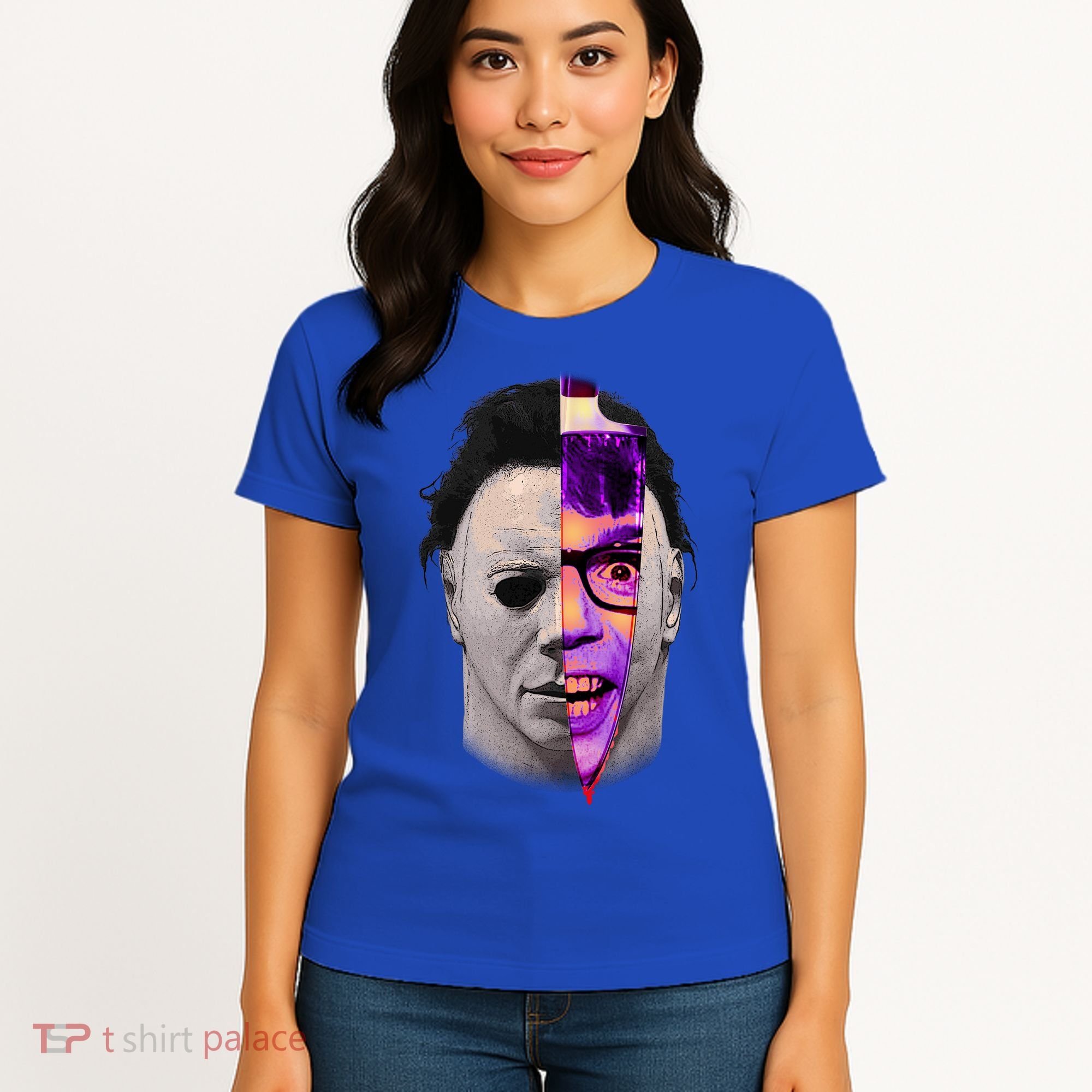 Scary Halloween Mask And Knife Women's T-Shirt