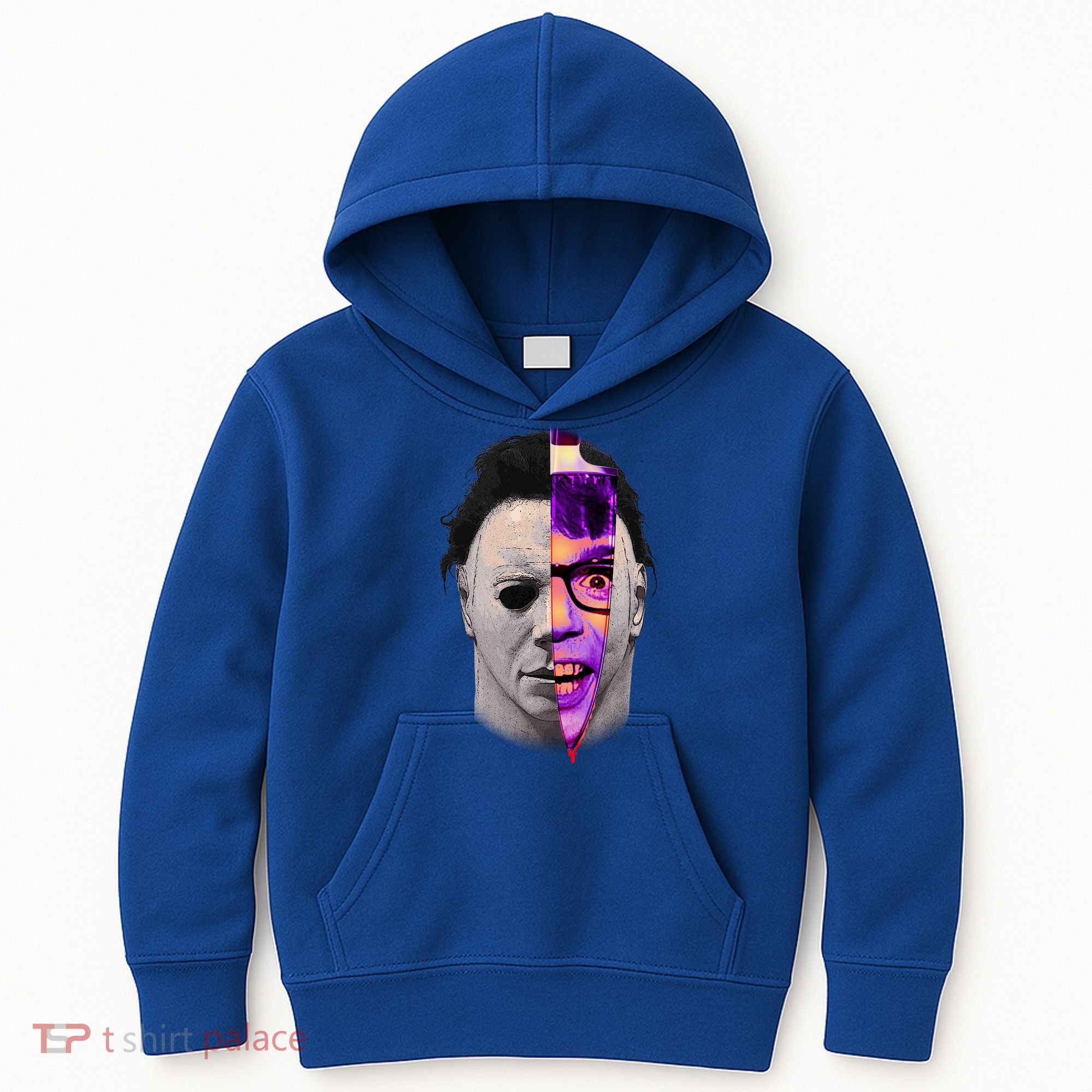 Scary Halloween Mask And Knife Kids Hoodie