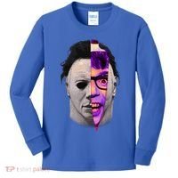 Scary Halloween Mask And Knife Kids Long Sleeve Shirt thumb 0