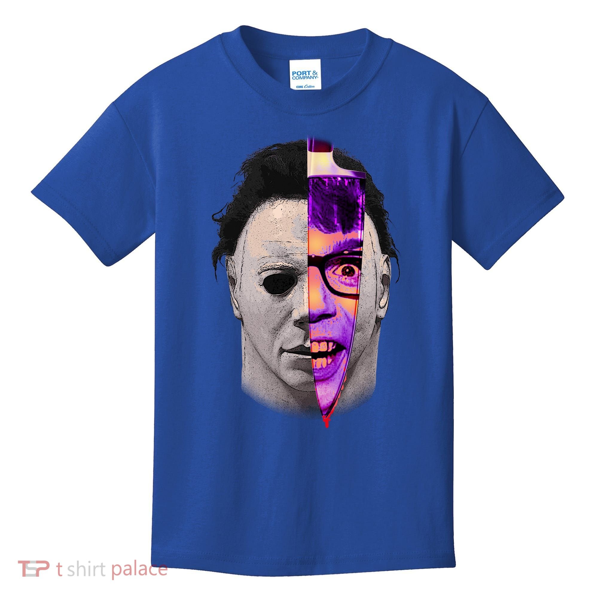 Scary Halloween Mask And Knife Kids T-Shirt