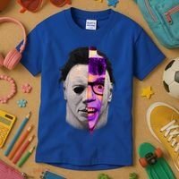 Scary Halloween Mask And Knife Kids T-Shirt thumb 3