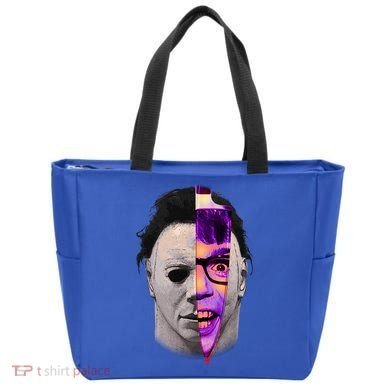 Scary Halloween Mask And Knife Tote Bag
