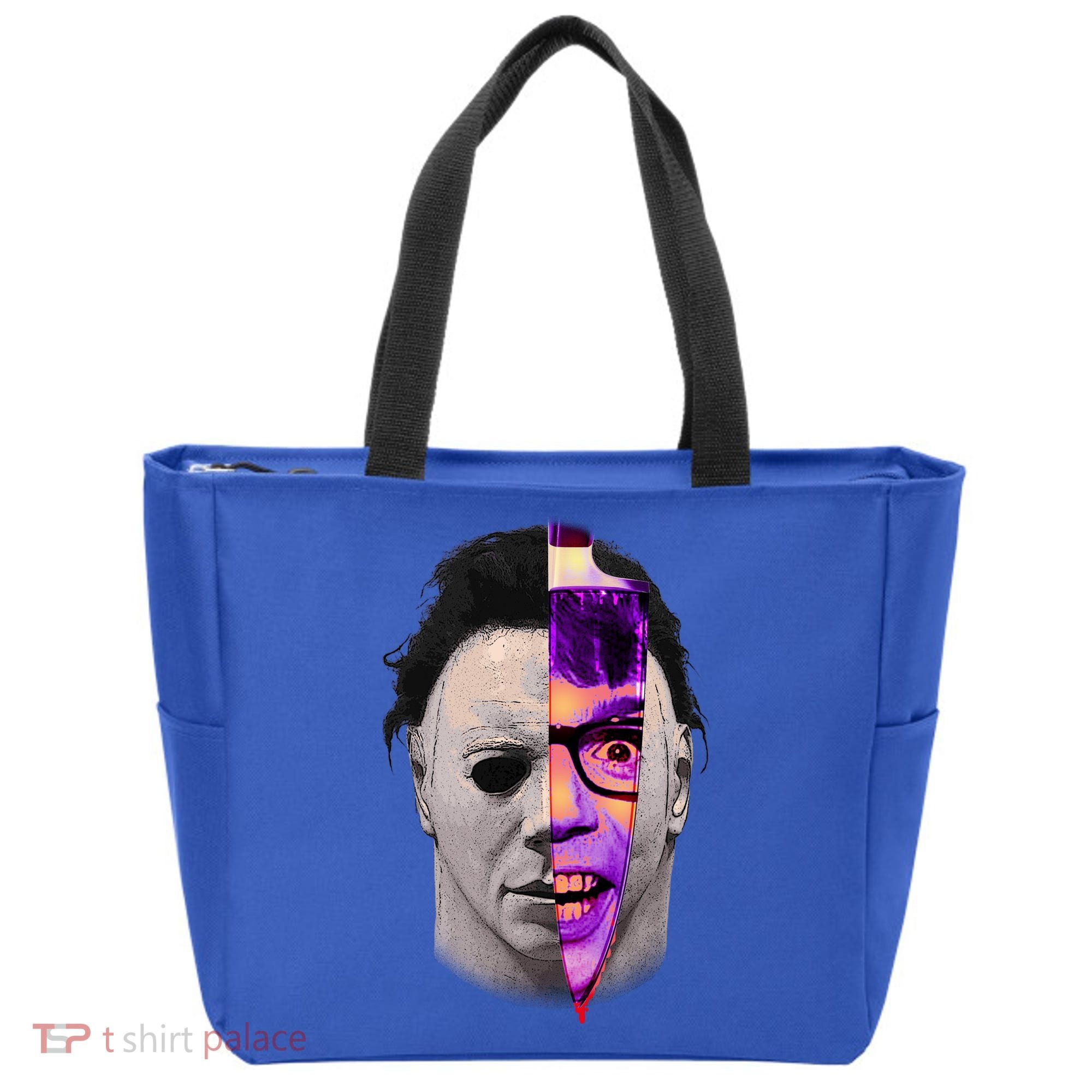 Scary Halloween Mask And Knife Tote Bag