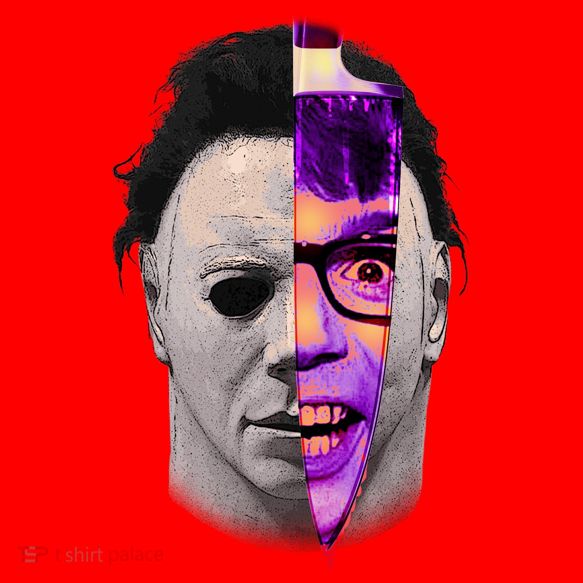 Scary Halloween Mask And Knife Santa Hat