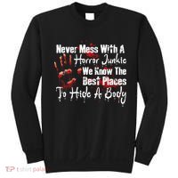 Scary Horror Movie Mess With A Horror Movie Junkie Sweatshirt thumb 0