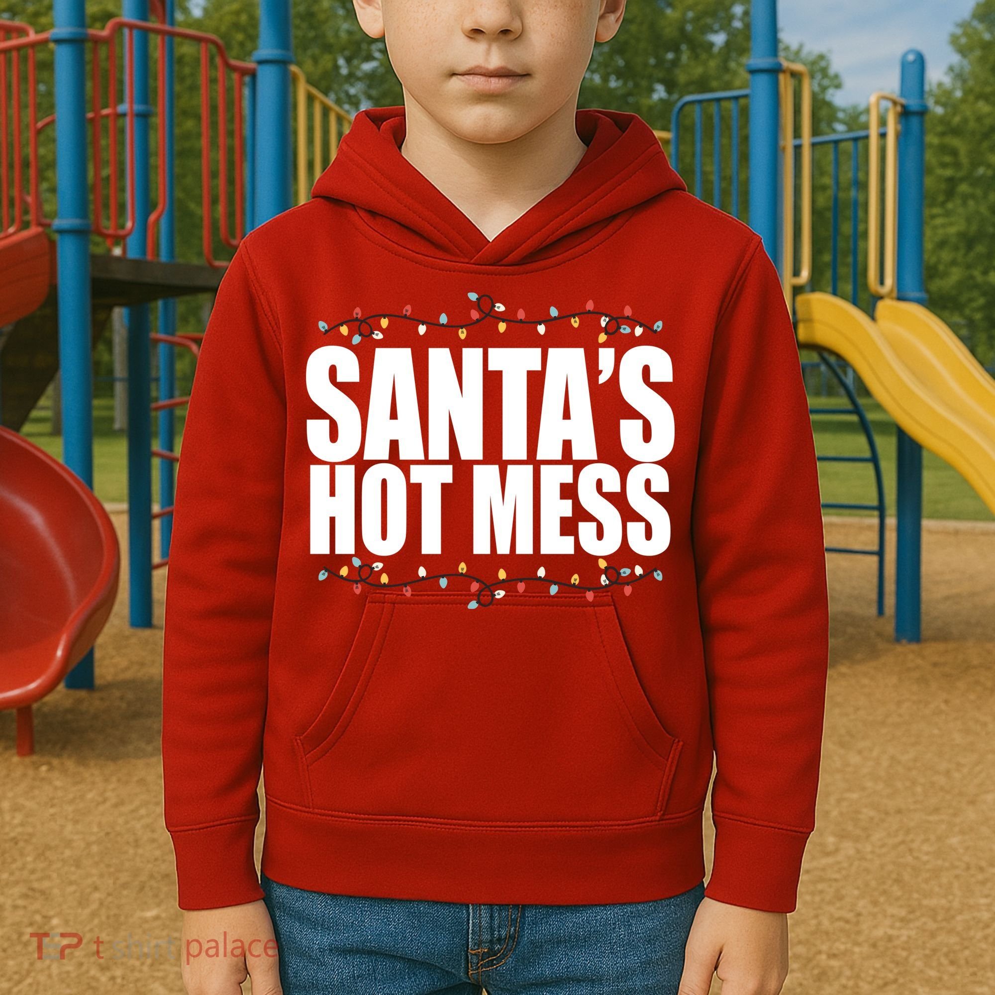 Santas Hot Mess Kids Hoodie