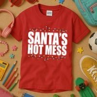 Santas Hot Mess Kids T-Shirt thumb 3