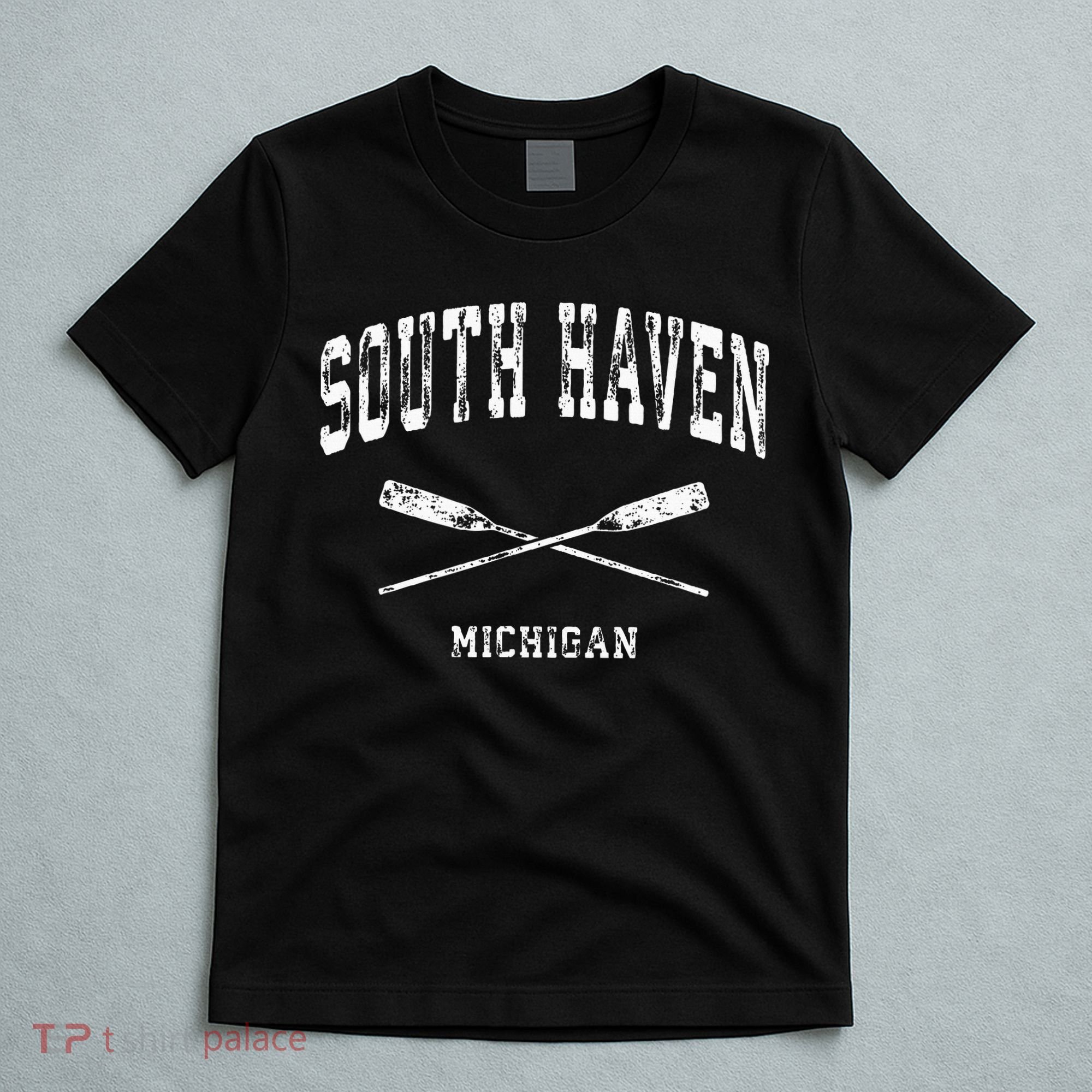 South Haven Michigan Vintage Nautical Crossed Oars T-Shirt
