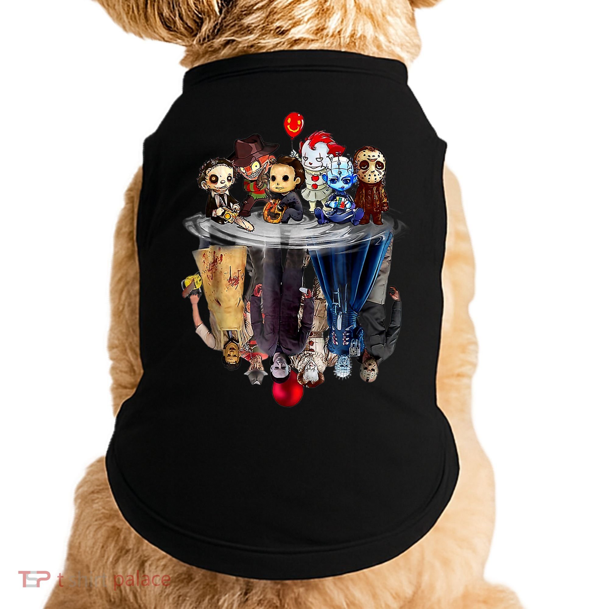 Scary Horror Movies Chibi Character Water Reflection Doggie Tank