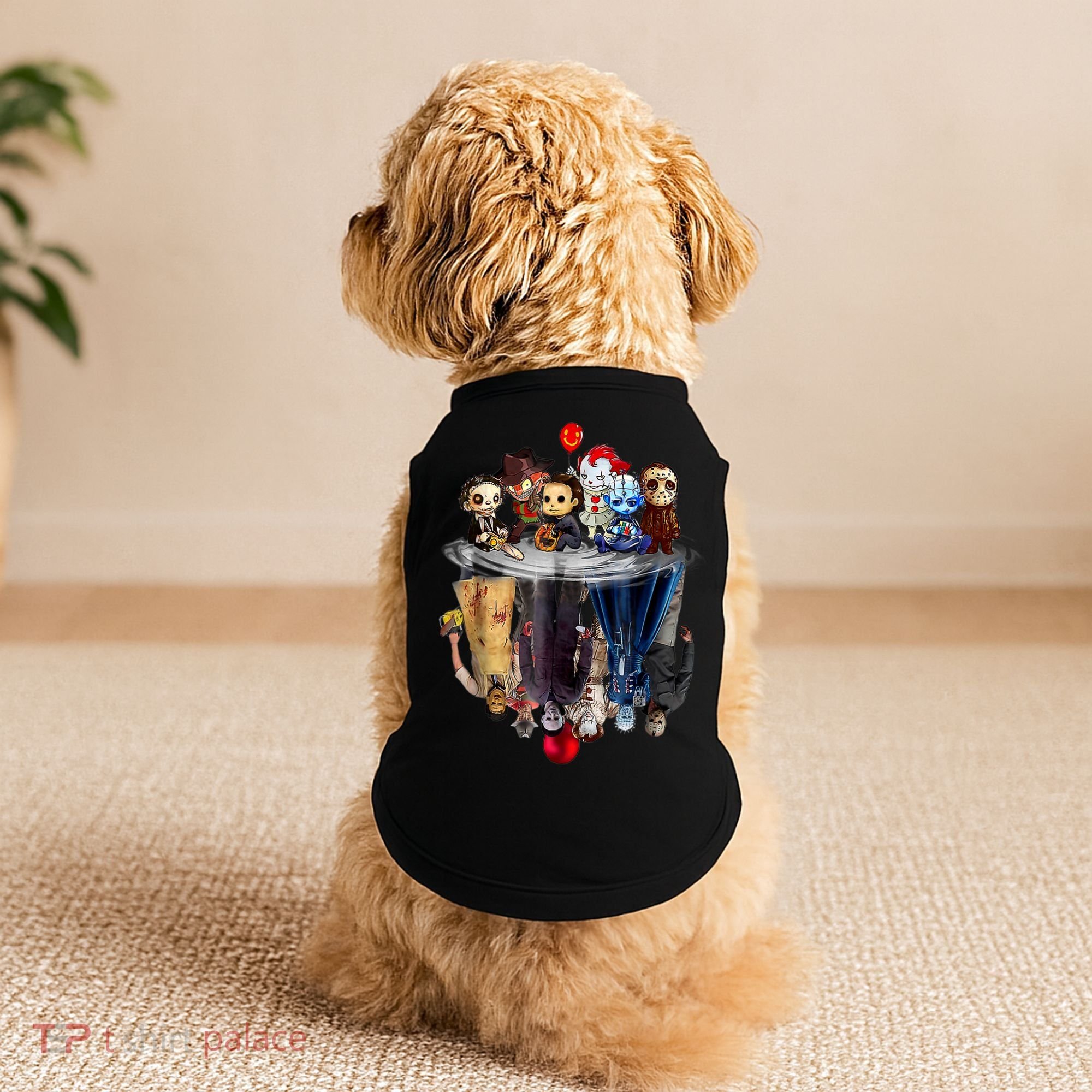 Scary Horror Movies Chibi Character Water Reflection Doggie Tank