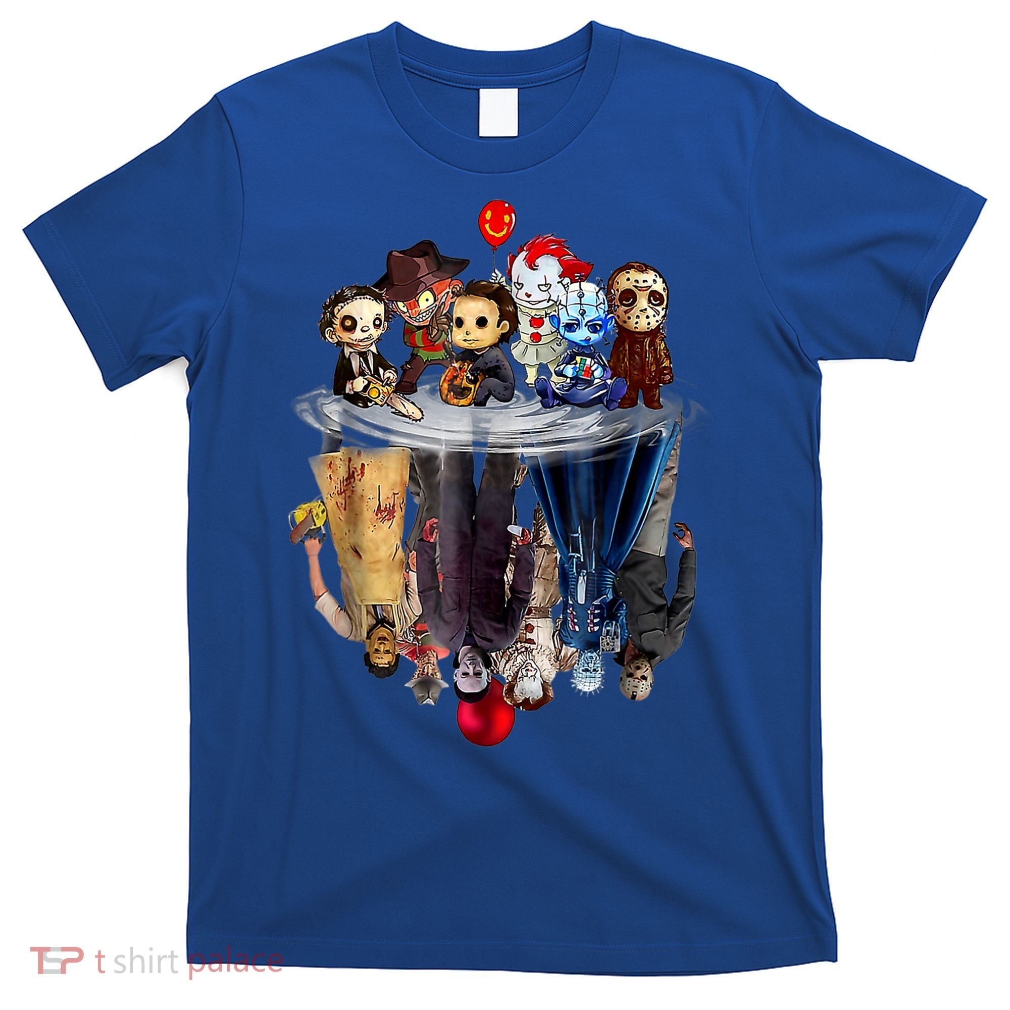 Scary Horror Movies Chibi Character Water Reflection T-Shirt
