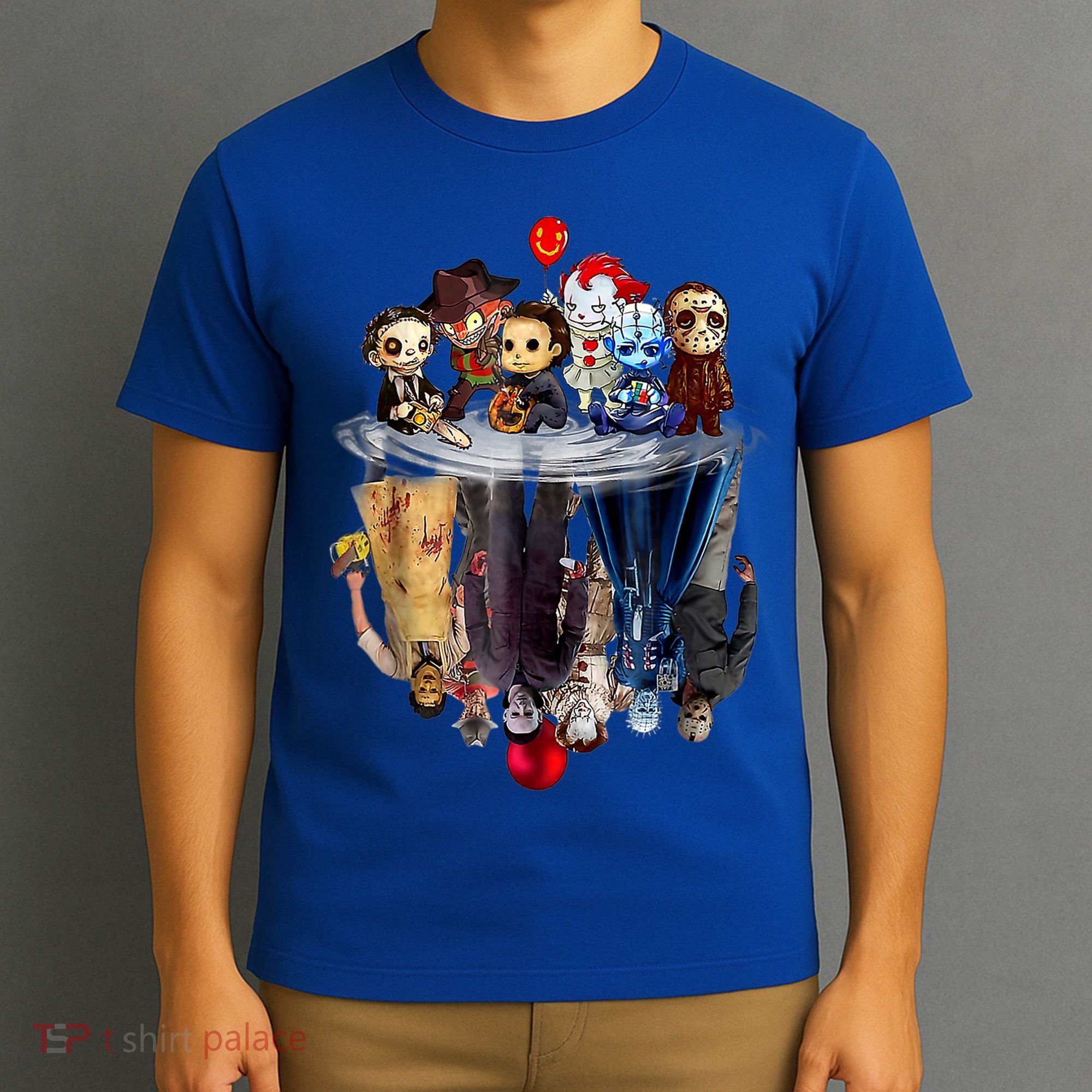 Scary Horror Movies Chibi Character Water Reflection T-Shirt