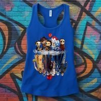 Scary Horror Movies Chibi Character Water Reflection Women's Tank Top thumb 3