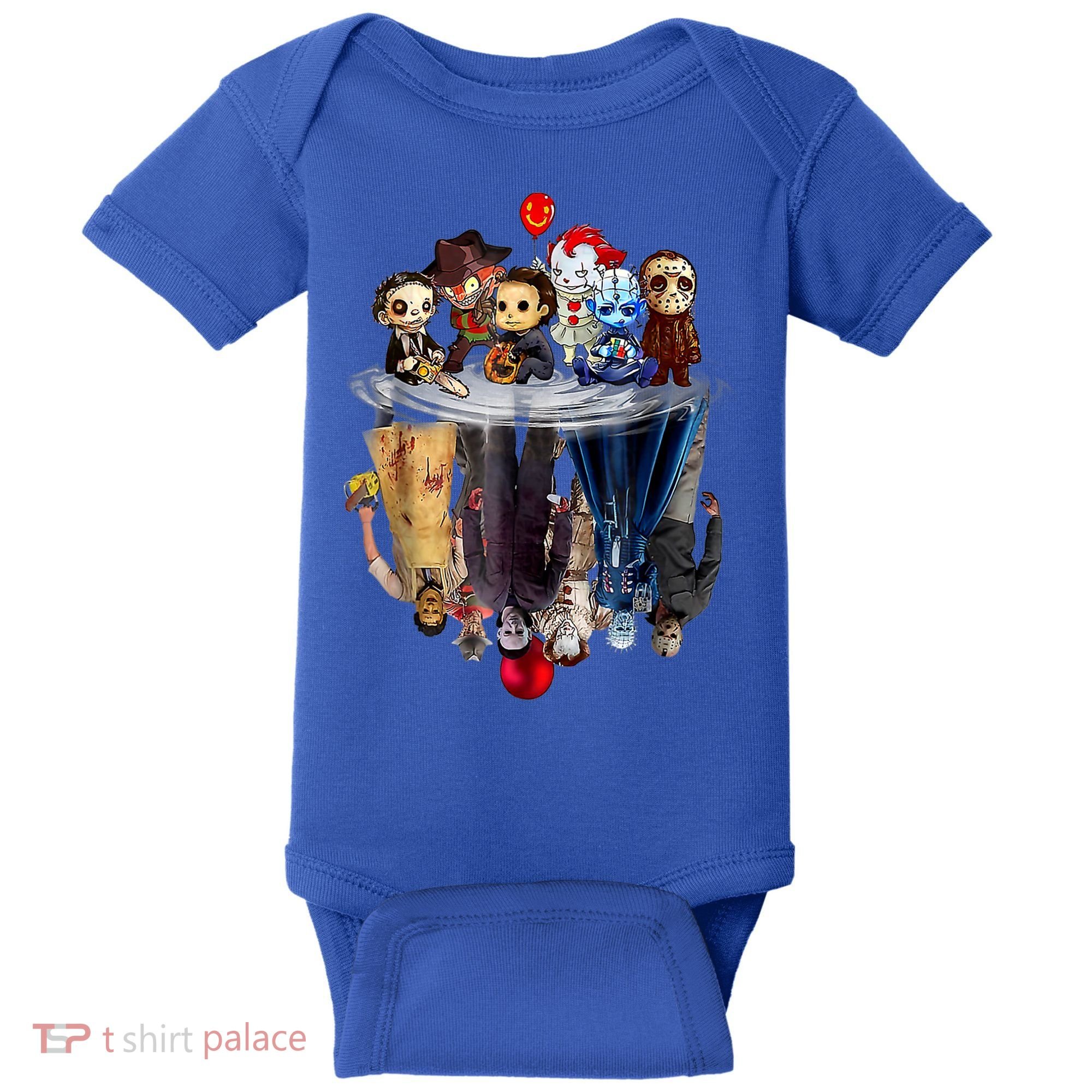 Scary Horror Movies Chibi Character Water Reflection Baby Bodysuit