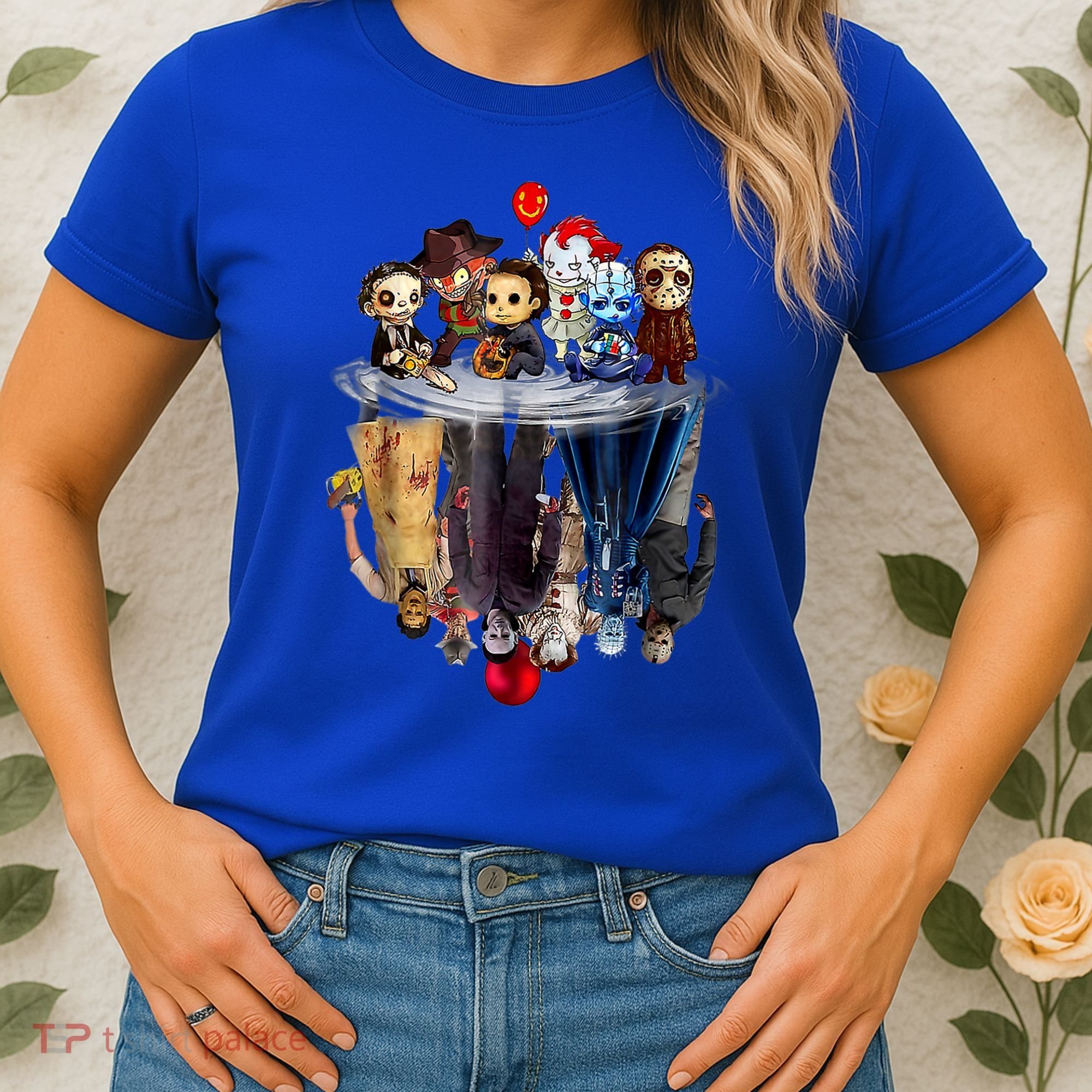 Scary Horror Movies Chibi Character Water Reflection Women's T-Shirt