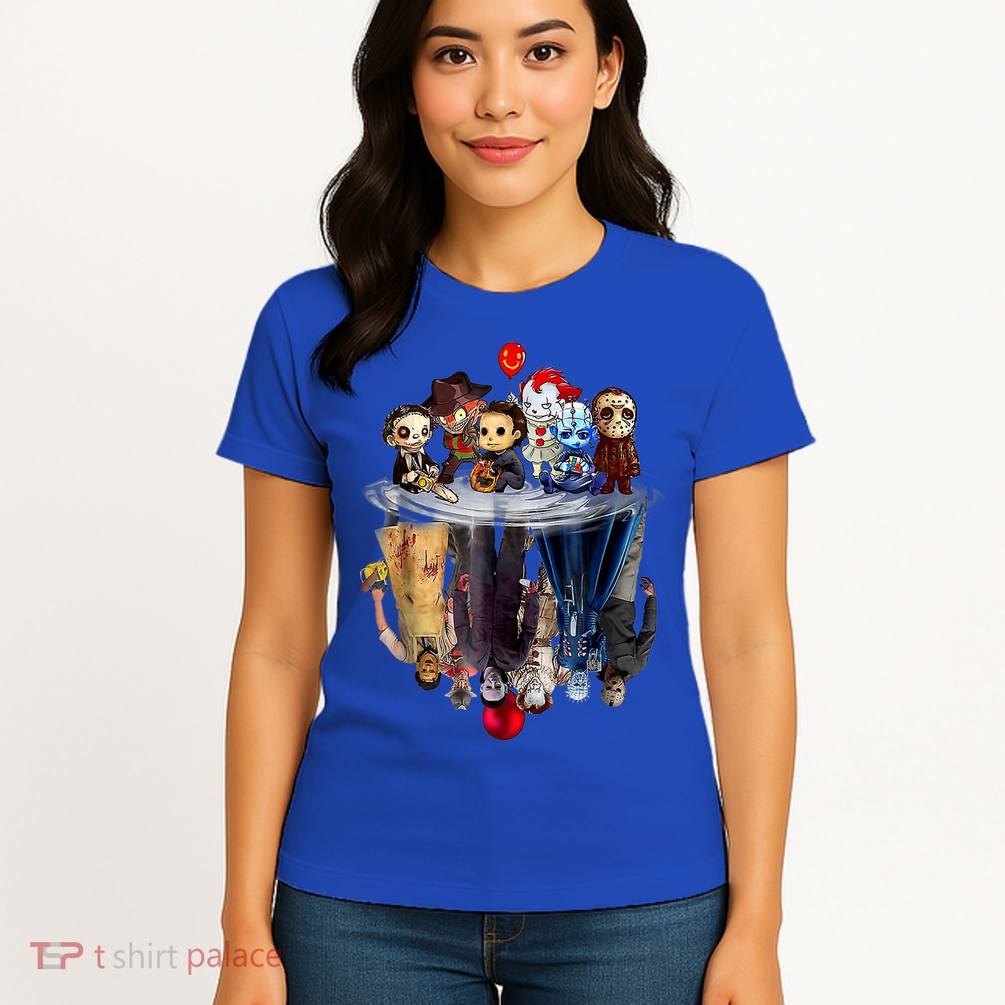 Scary Horror Movies Chibi Character Water Reflection Women's T-Shirt