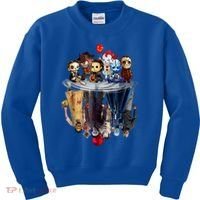 Scary Horror Movies Chibi Character Water Reflection Kids Sweatshirt thumb 0