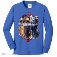 Scary Horror Movies Chibi Character Water Reflection Kids Long Sleeve Shirt thumb 0