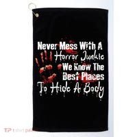 Scary Horror Movie Mess With A Horror Movie Junkie Golf Towel thumb 0