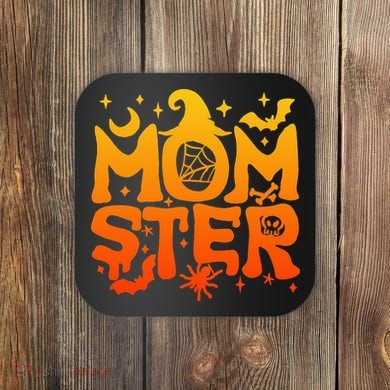 Spooky Halloween momster spooky monster mom family matching Coaster