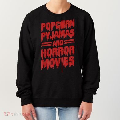 Scary Horror Movie Popcorn Pajamas And Horror Movies Funny Gift Women's Sweatshirt