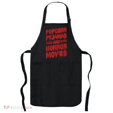 Scary Horror Movie Popcorn Pajamas And Horror Movies Funny Gift Apron