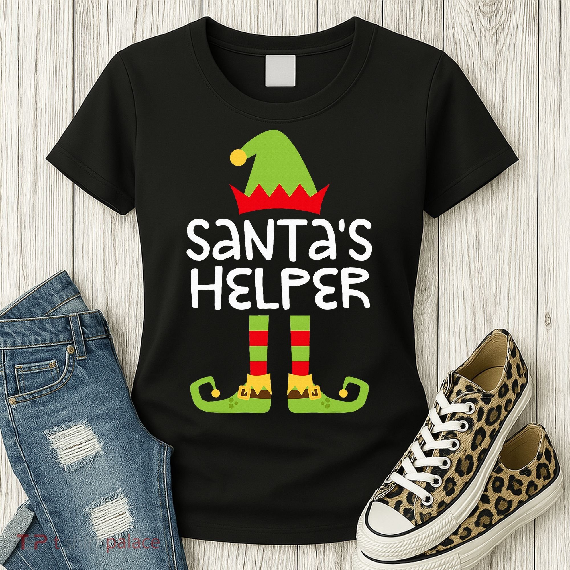 Santa's Helper  Matching Christmas Elves Women's T-Shirt