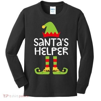 Santa's Helper  Matching Christmas Elves Kids Long Sleeve Shirt