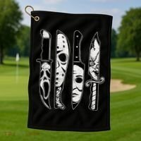 Scary Horror Movies Halloween Costume Gift Golf Towel thumb 1