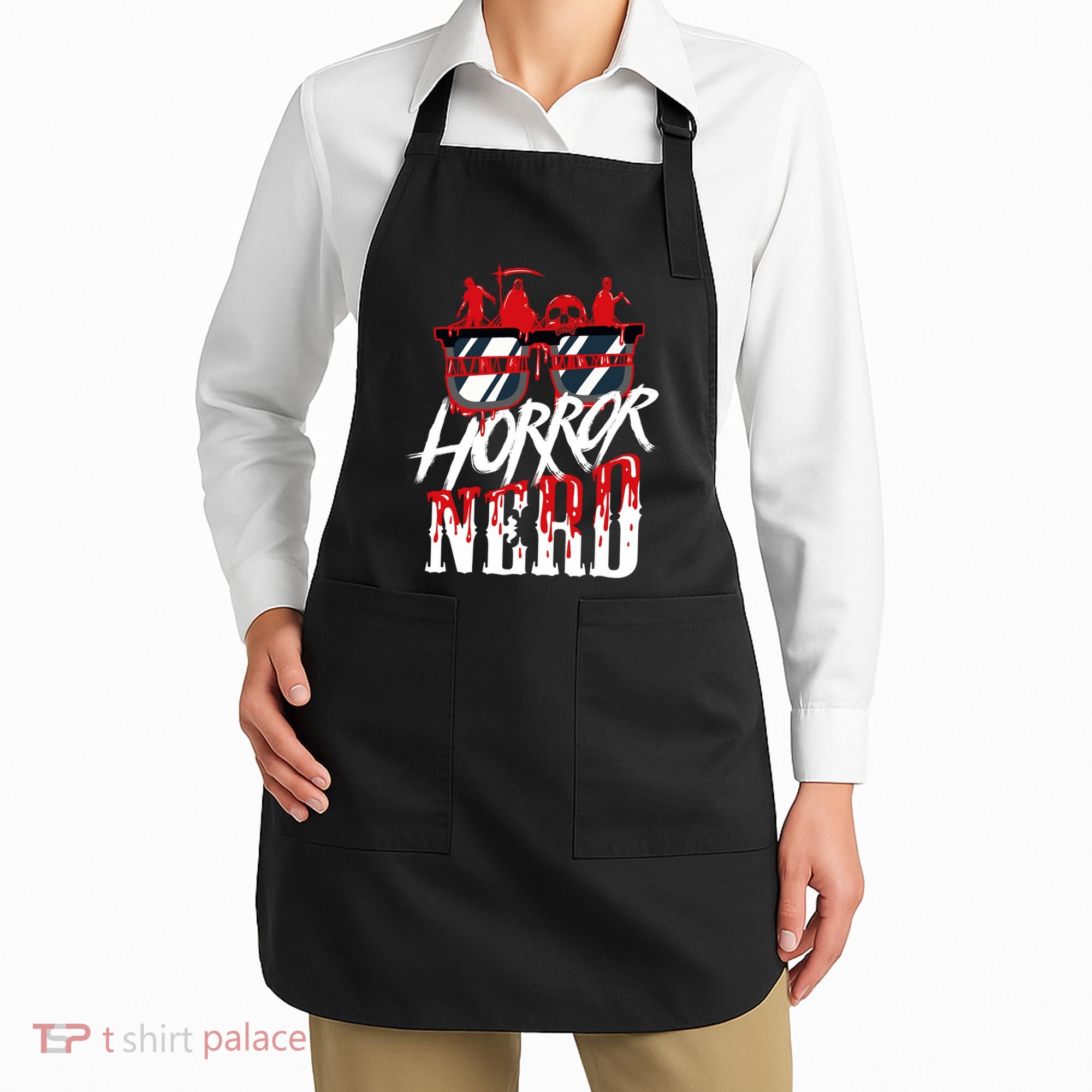Scary Horror Nerd Bloody Games Glasses Horror Movie Fan Apron