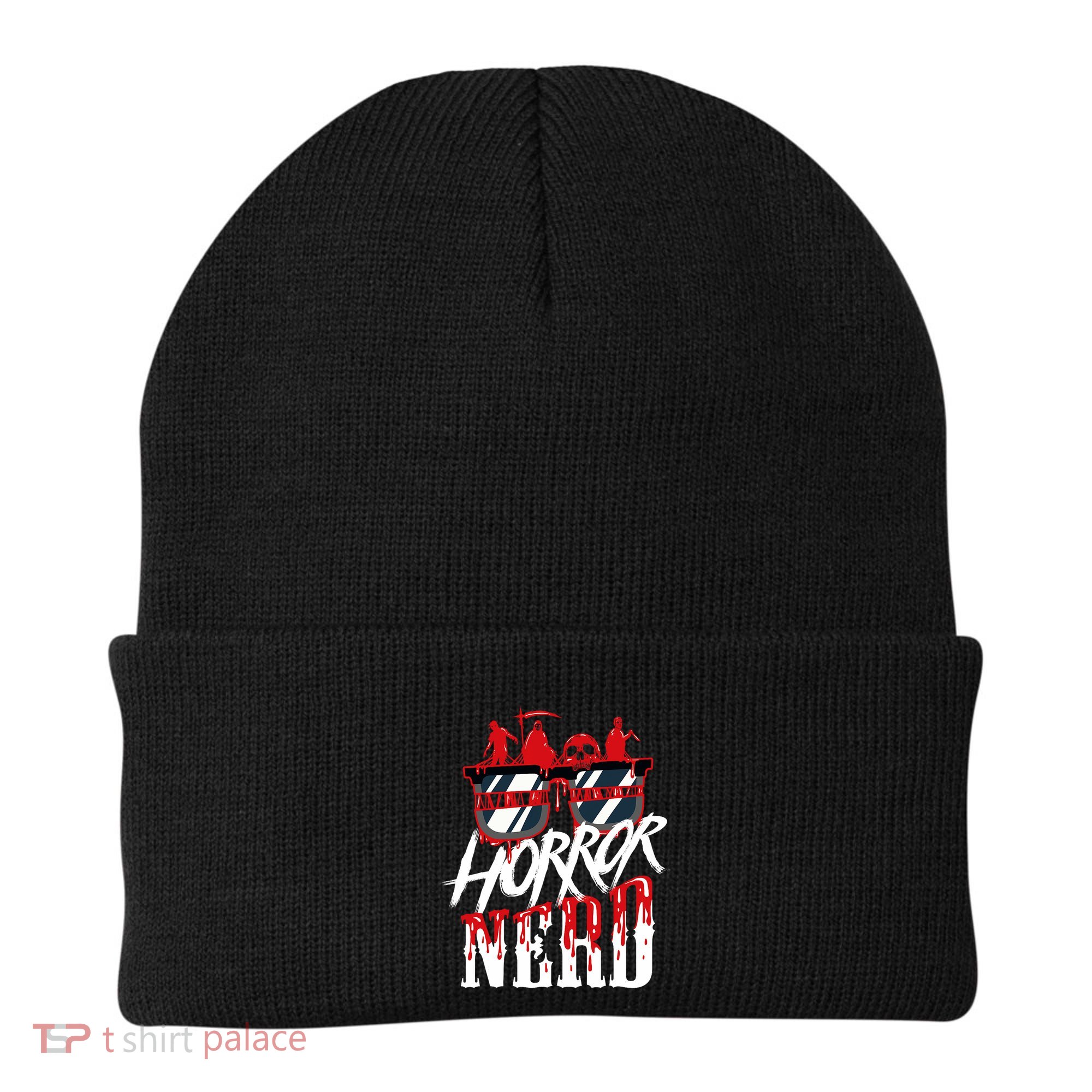 Scary Horror Nerd Bloody Games Glasses Horror Movie Fan Beanie