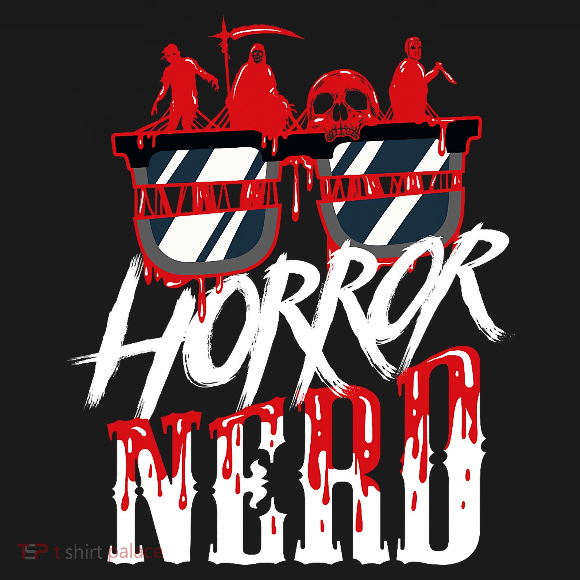 Scary Horror Nerd Bloody Games Glasses Horror Movie Fan Polo