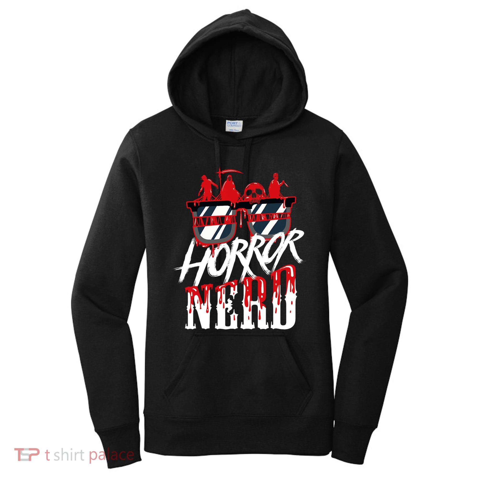 Scary Horror Nerd Bloody Games Glasses Horror Movie Fan Women's Hoodie