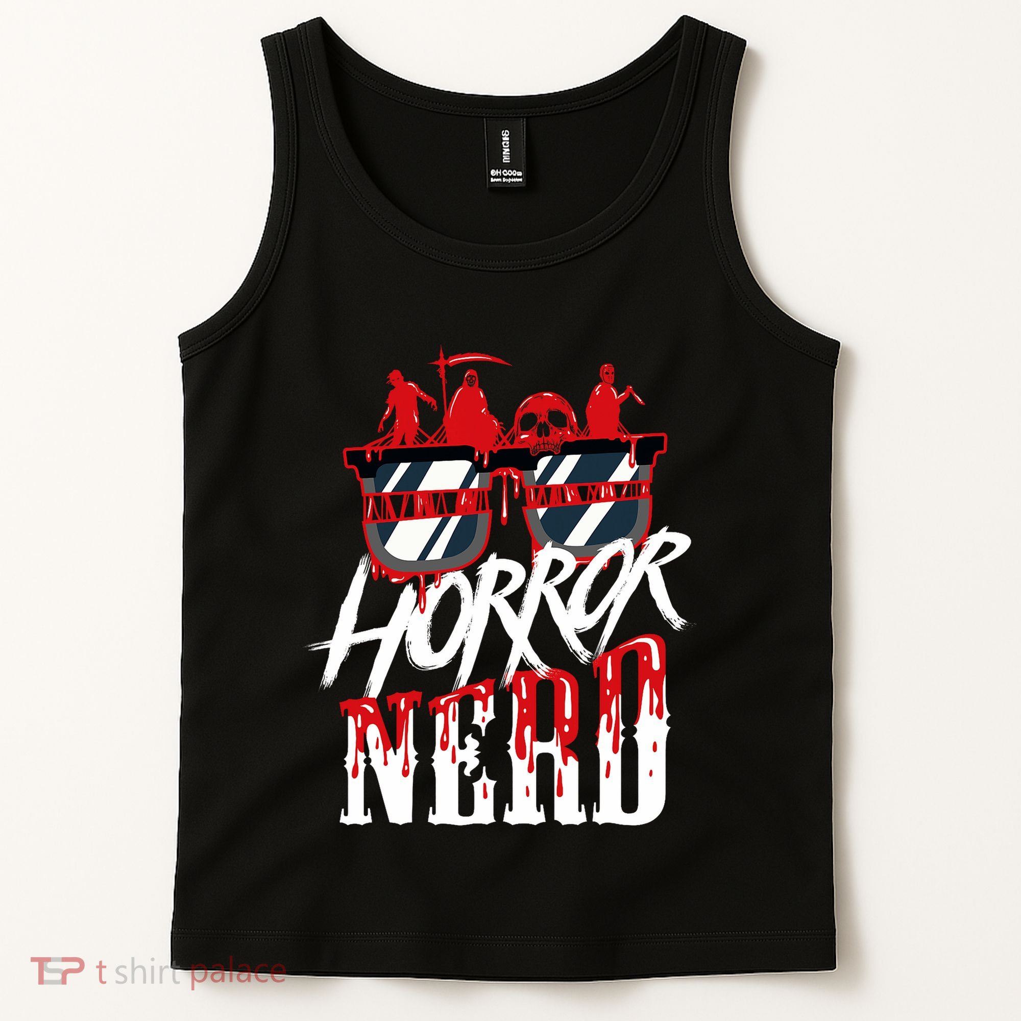 Scary Horror Nerd Bloody Games Glasses Horror Movie Fan Tank Top