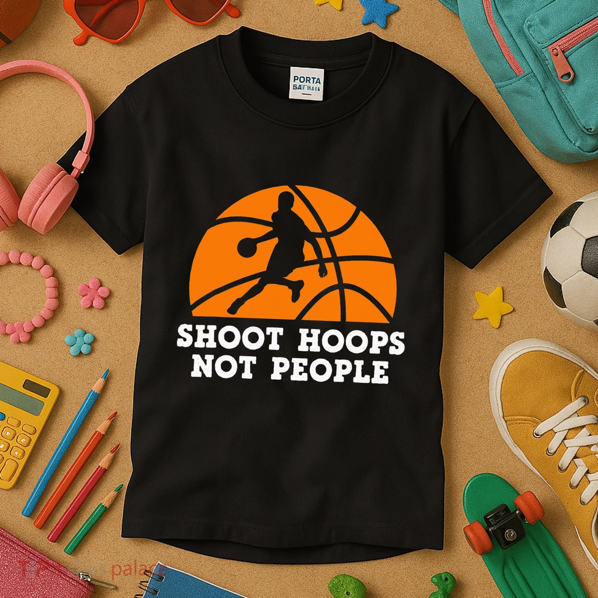 Shoot Hoops Not People Basketball Ball Game Dribbling Kids T-Shirt
