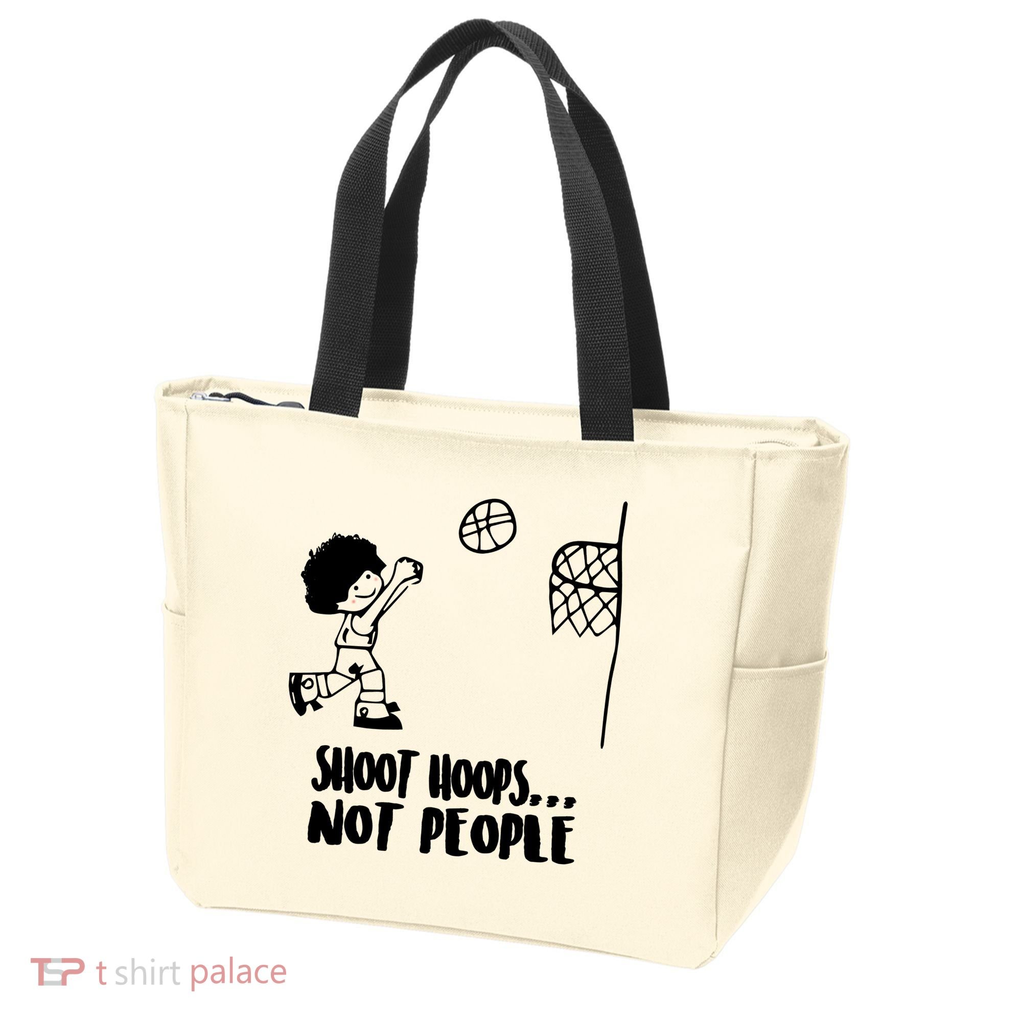 SHOOT HOOPS NOT PEOPLE Trending Quote Basketball Tote Bag