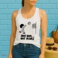 SHOOT HOOPS NOT PEOPLE Trending Quote Basketball Women's Tank Top thumb 2