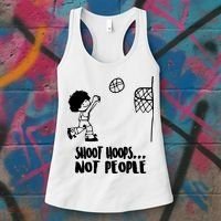 SHOOT HOOPS NOT PEOPLE Trending Quote Basketball Women's Tank Top thumb 3