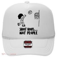 SHOOT HOOPS NOT PEOPLE Trending Quote Basketball Hat thumb 0