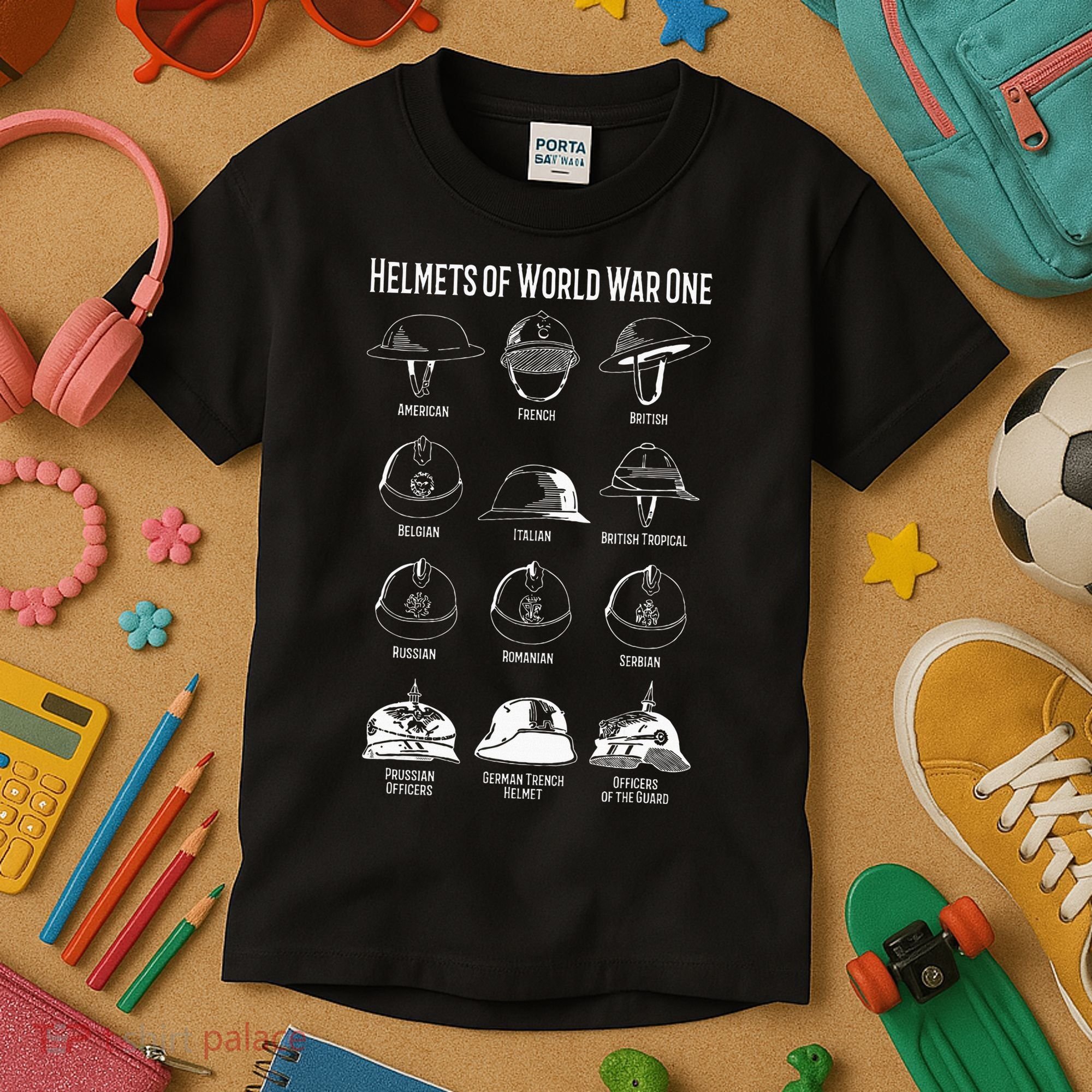 Soldiers Helmets Of World War One Wwi Diagrams Kids T-Shirt