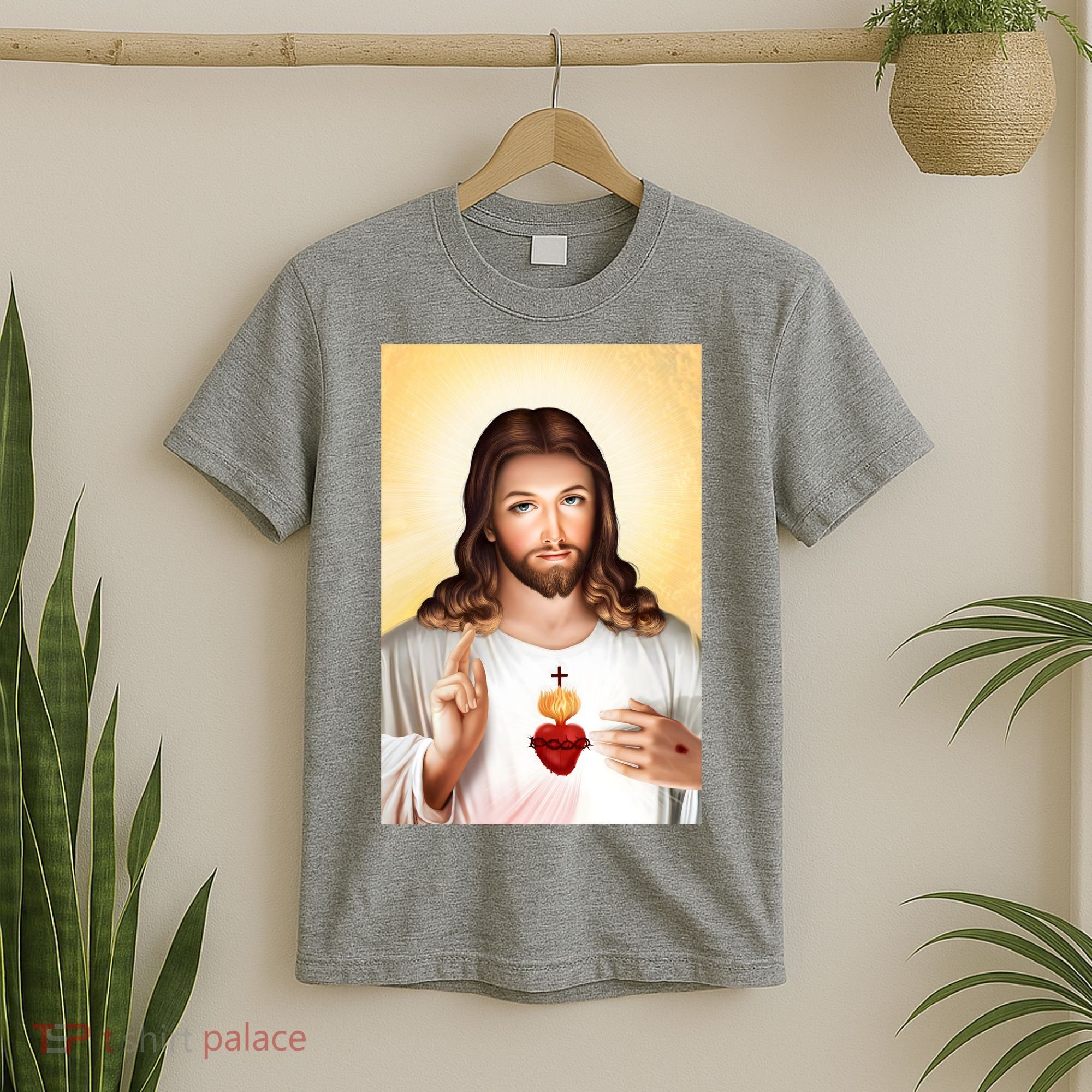 Sacred Heart Of Jesus Christ Christian God Illustration T-Shirt