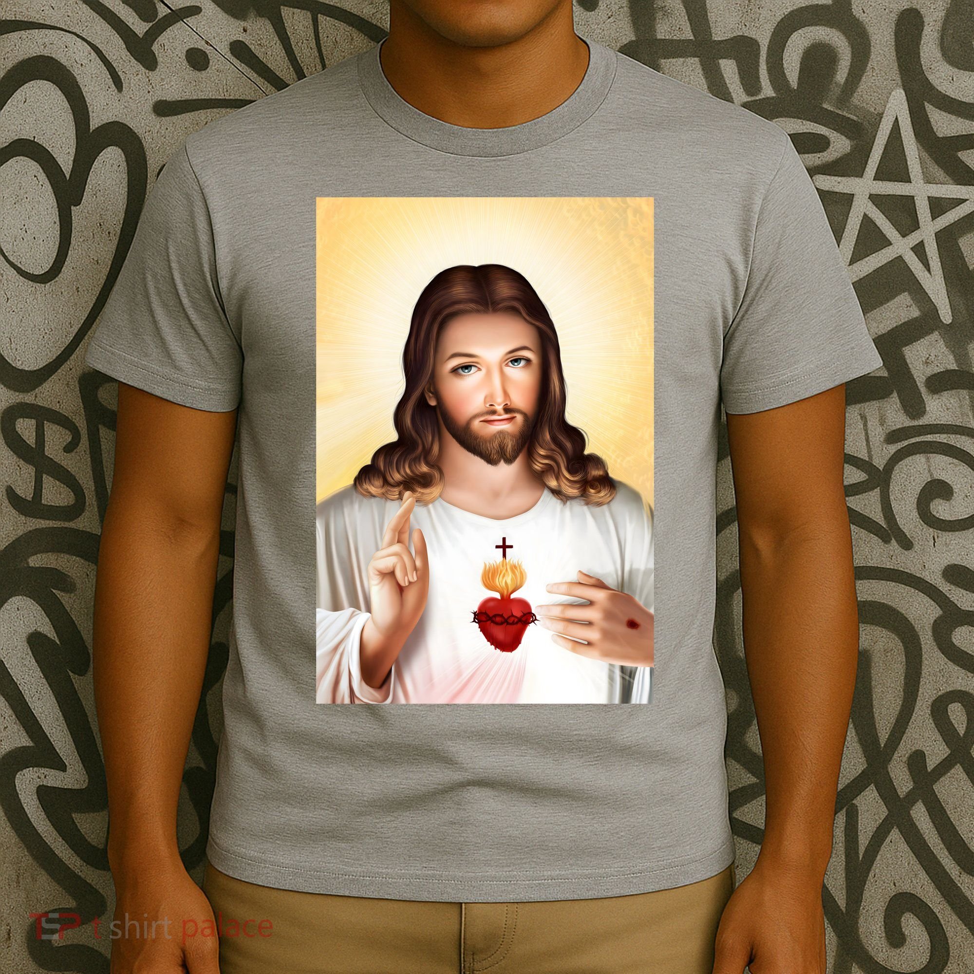 Sacred Heart Of Jesus Christ Christian God Illustration T-Shirt