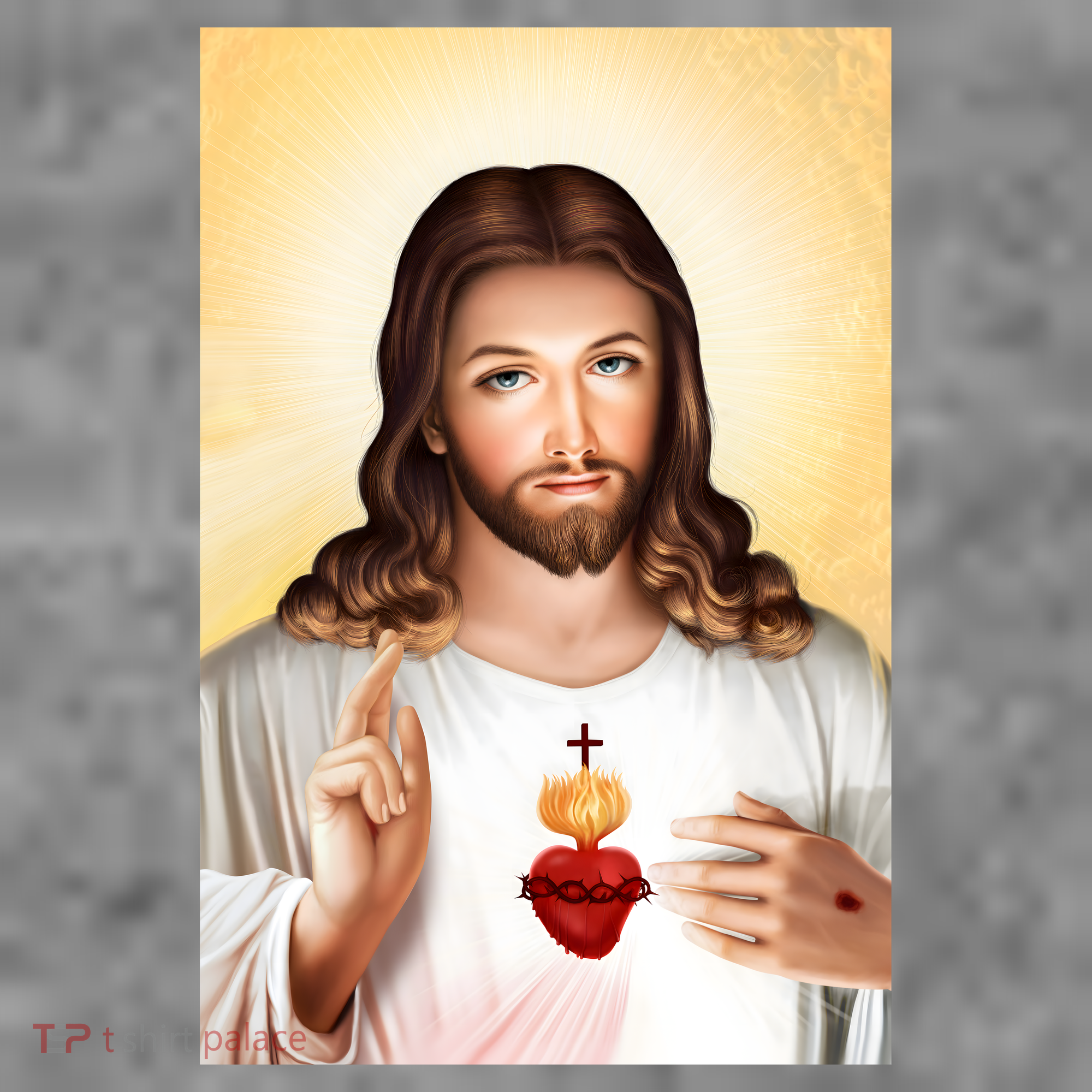 Sacred Heart Of Jesus Christ Christian God Illustration T-Shirt