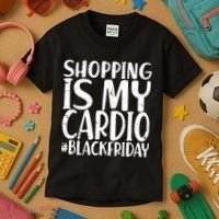 Shopping Is My Cardio Black Friday Kids T-Shirt thumb 3