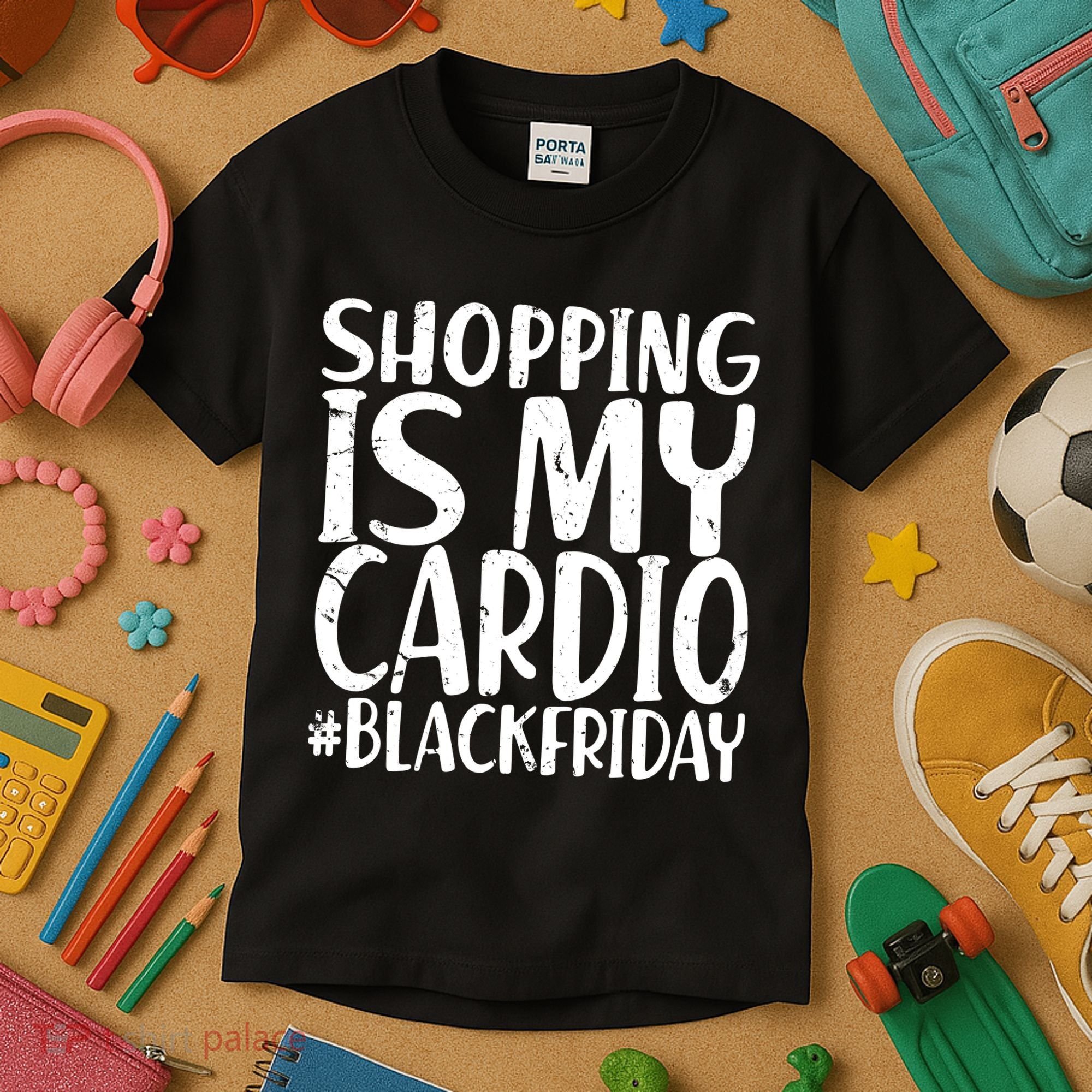 Shopping Is My Cardio Black Friday Kids T-Shirt