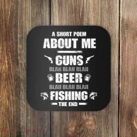 Short Poem Guns Beer Fishing Coaster thumb 0