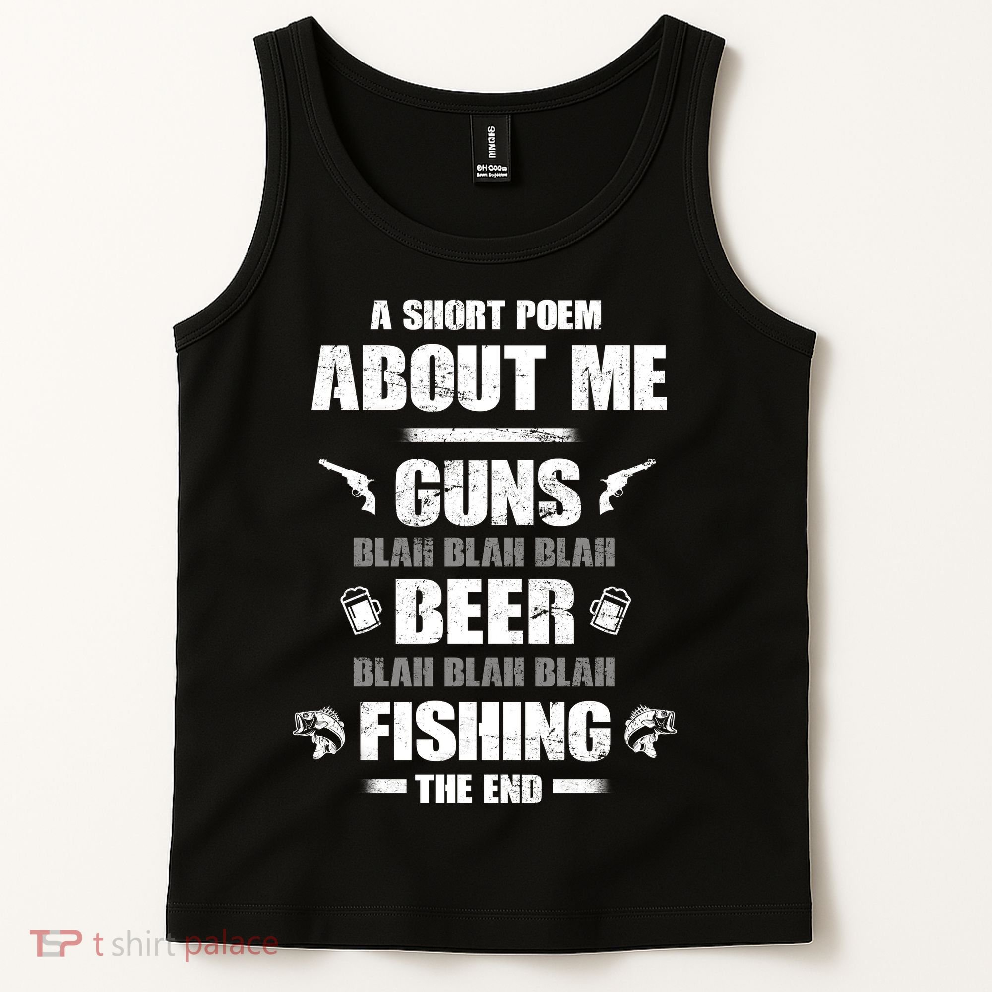 Short Poem Guns Beer Fishing Tank Top