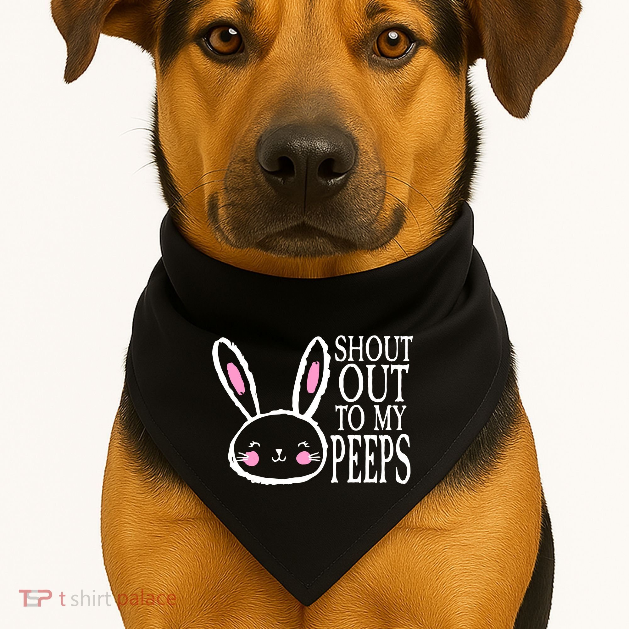 Shout Out To My Peeps Funny Easter Bunny Design USA-Made Doggie Bandana